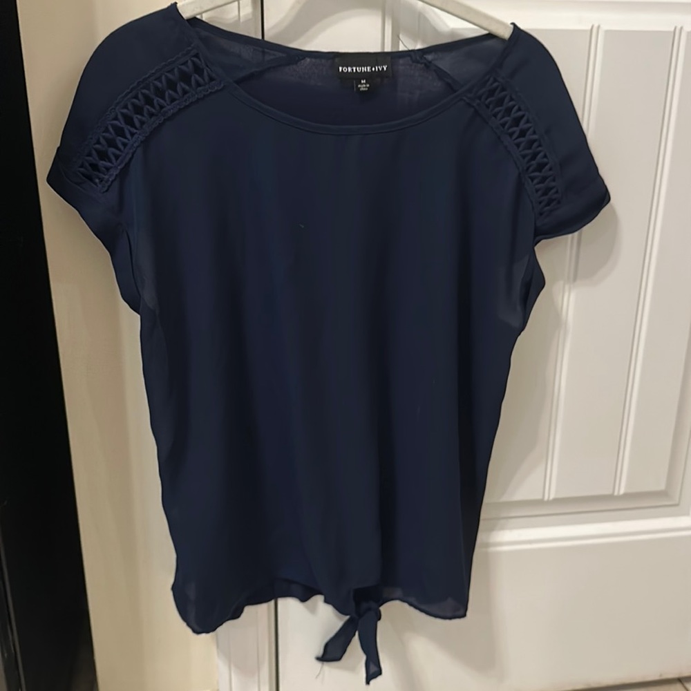 M Fortune+Ivy Navy Blue Blouse